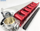 CNC RB25DET RB25 Intake Manifold Fuel Rail 90mm Throttle Body Set 6 Injector RED