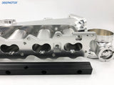 CNC RB25DET RB25 90mm Intake Manifold Fuel Rail Throttle Body Set 6 Injector Sil