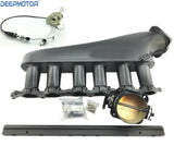 Deepmotor 1JZ GTE 90mm Billet Intake Manifold Fuel Rail Throttle Body Set Black