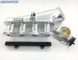 S14 S15 SR20DET 76mm Billet Intake Manifold Fuel Rail Throttle Body Silver
