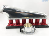 CNC RB25DET RB25 Intake Manifold Fuel Rail 90mm Throttle Body Set 6 Injector RED