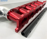 CNC RB25DET RB25 Intake Manifold Fuel Rail 90mm Throttle Body Set 6 Injector RED