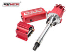 Deepmotor Billet Red Distributor Coil Ignition Kit for SBC BBC Chevy 350 454 Pro