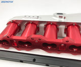 CNC RB25DET RB25 Intake Manifold Fuel Rail 90mm Throttle Body Set 6 Injector RED