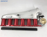 CNC RB25DET RB25 Intake Manifold Fuel Rail 90mm Throttle Body Set 6 Injector RED