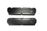 SBF Small Block For Ford 260 289 302 351W Finned Fabricated Aluminum Tall Valve Covers Set (Black)