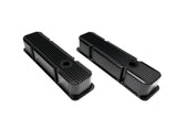 Small Block Chevy Fabricated Finned Aluminum Valve Cover V8 283 305 350 SBC (Black)