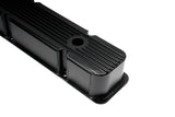Small Block Chevy Fabricated Finned Aluminum Valve Cover V8 283 305 350 SBC (Black)