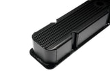 Small Block Chevy Fabricated Finned Aluminum Valve Cover V8 283 305 350 SBC (Black)