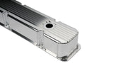 Small Block Chevy Fabricated Finned Aluminum Valve Cover V8 283 305 350 SBC (Silver)