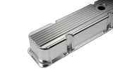 Small Block Chevy Fabricated Finned Aluminum Valve Cover V8 283 305 350 SBC (Silver)