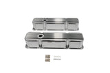 Small Block Chevy Fabricated Finned Aluminum Valve Cover V8 283 305 350 SBC (Silver)