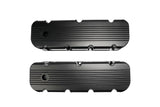 Aluminum Finned Fabricated Valve Cover for Big Block Chevy BBC 396 454 w/Breather Hole (Black)