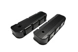 Aluminum Finned Fabricated Valve Cover for Big Block Chevy BBC 396 454 w/Breather Hole (Black)