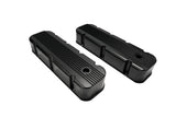 Aluminum Finned Fabricated Valve Cover for Big Block Chevy BBC 396 454 w/Breather Hole (Black)