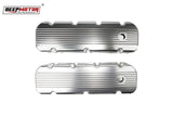 Aluminum Finned Fabricated Valve Cover for Big Block Chevy BBC 396 454 w/Breather Hole (Silver)