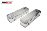 Aluminum Finned Fabricated Valve Cover for Big Block Chevy BBC 396 454 w/Breather Hole (Silver)