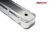 Aluminum Finned Fabricated Valve Cover for Big Block Chevy BBC 396 454 w/Breather Hole (Silver)