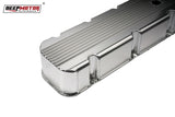 Aluminum Finned Fabricated Valve Cover for Big Block Chevy BBC 396 454 w/Breather Hole (Silver)