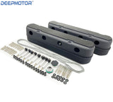 Deepmotor Aluminum finned Valve Covers w/ Coil Mounts & Cover for LS Black