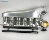 CNC 2JZ-GE Intake Manifold Fuel Rail Throttle Body Set 12 Injectors Sliver