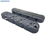 Deepmotor Aluminum finned Valve Covers w/ Coil Mounts & Cover for LS Black