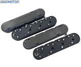 Deepmotor Aluminum finned Valve Covers w/ Coil Mounts & Cover for LS Black