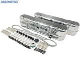 Deepmotor Aluminum finned Valve Covers w/ Coil Mounts & Cover for LS Polished