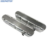 Deepmotor Aluminum finned Valve Covers w/ Coil Mounts & Cover for LS Polished