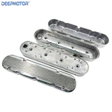 Deepmotor Aluminum finned Valve Covers w/ Coil Mounts & Cover for LS Polished
