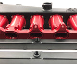 CNC 2JZ-GE Intake Manifold Fuel Rail Throttle Body Set 12 Injectors Black-Red
